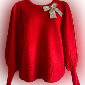 NEW CeCe Bow Cozy Sweater - Small, Red